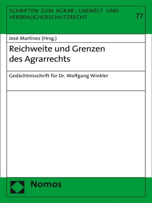 cover image of Reichweite und Grenzen des Agrarrechts